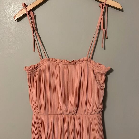 Lulus Playing Cupid Pink Pleated Tiered Ruffled Tie-Strap Maxi Dress - Picture 5 of 13
